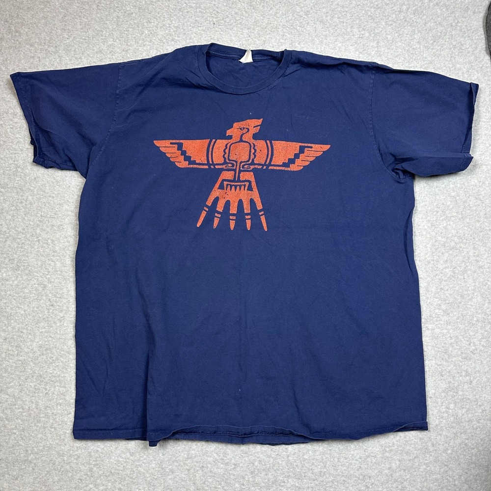 Port‎ & Company Mens 3XL Navy Blue Orange Thunderbird Graphic T-Shirt Ring Spun